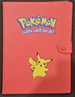 Original Vintage 1999 Pokemon Pikachu Red Binder TCG Album Snap 30 4-card Pages — photo 1