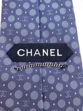 Chanel CC Coco Mark Necktie Silk 100% Men's Tie Length 150cm Blue Accessory