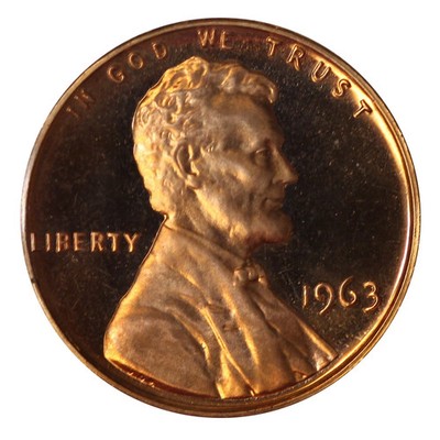 1963-P Gem DCAM (MIRROR CENT) Proof *RED* Lincoln Memorial Cent.