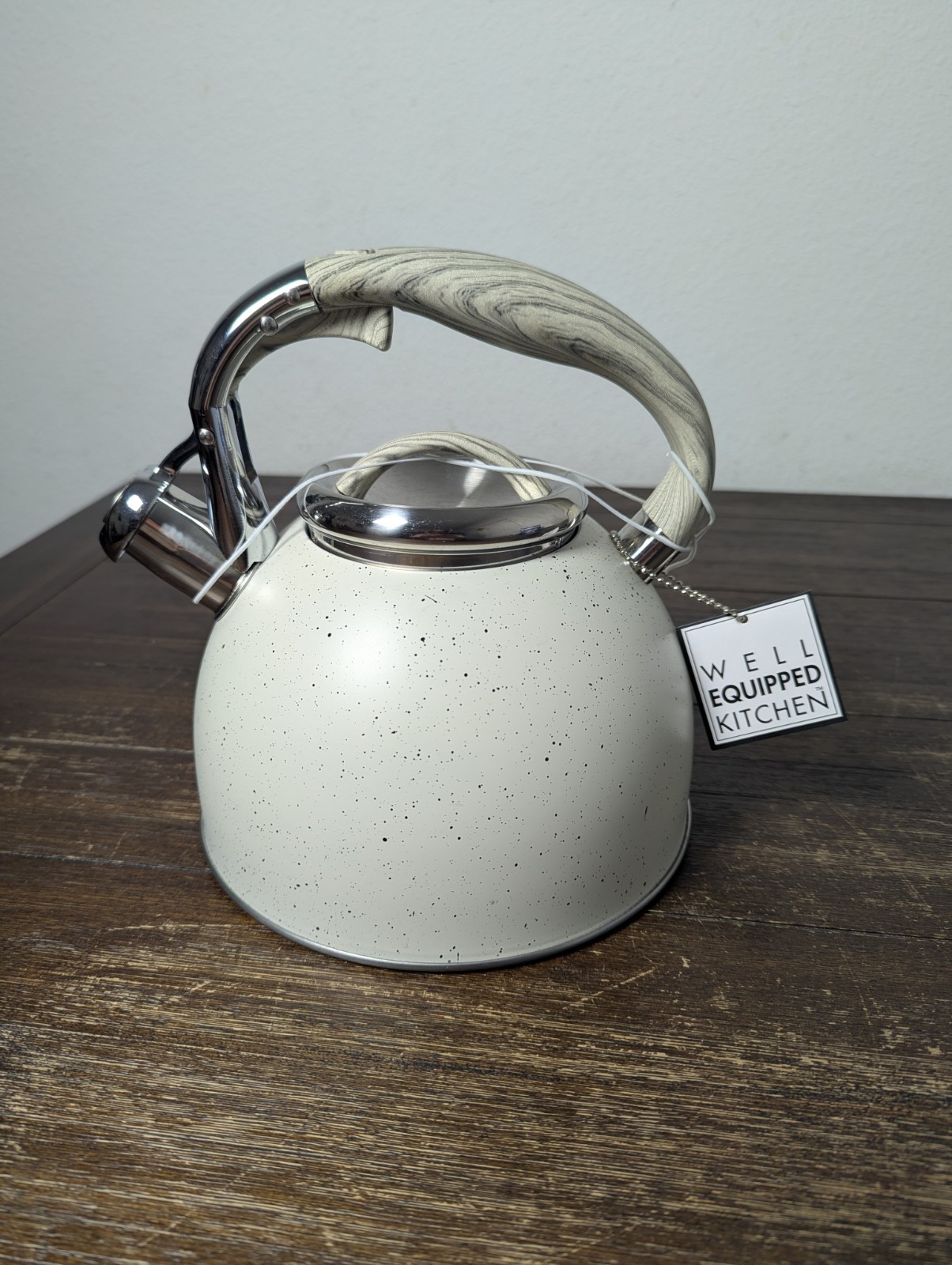 Well Equipped Kitchen Kettle Tea Pot 3 Quart Speckled Stainless Steel NEW NWT 