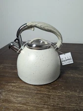 Well Equipped Kitchen Kettle Tea Pot 3 Quart Speckled Stainless Steel NEW NWT 