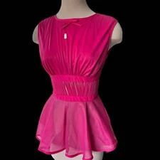 NWT Amazing Fuchsia Vintage 1970’s Jeunique Button Back Lounge Top Small 2/4