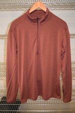 Nobull No Bull 59% Merino Wool Reddish Brown 1/2 Zip Pullover t shirt Large M/L