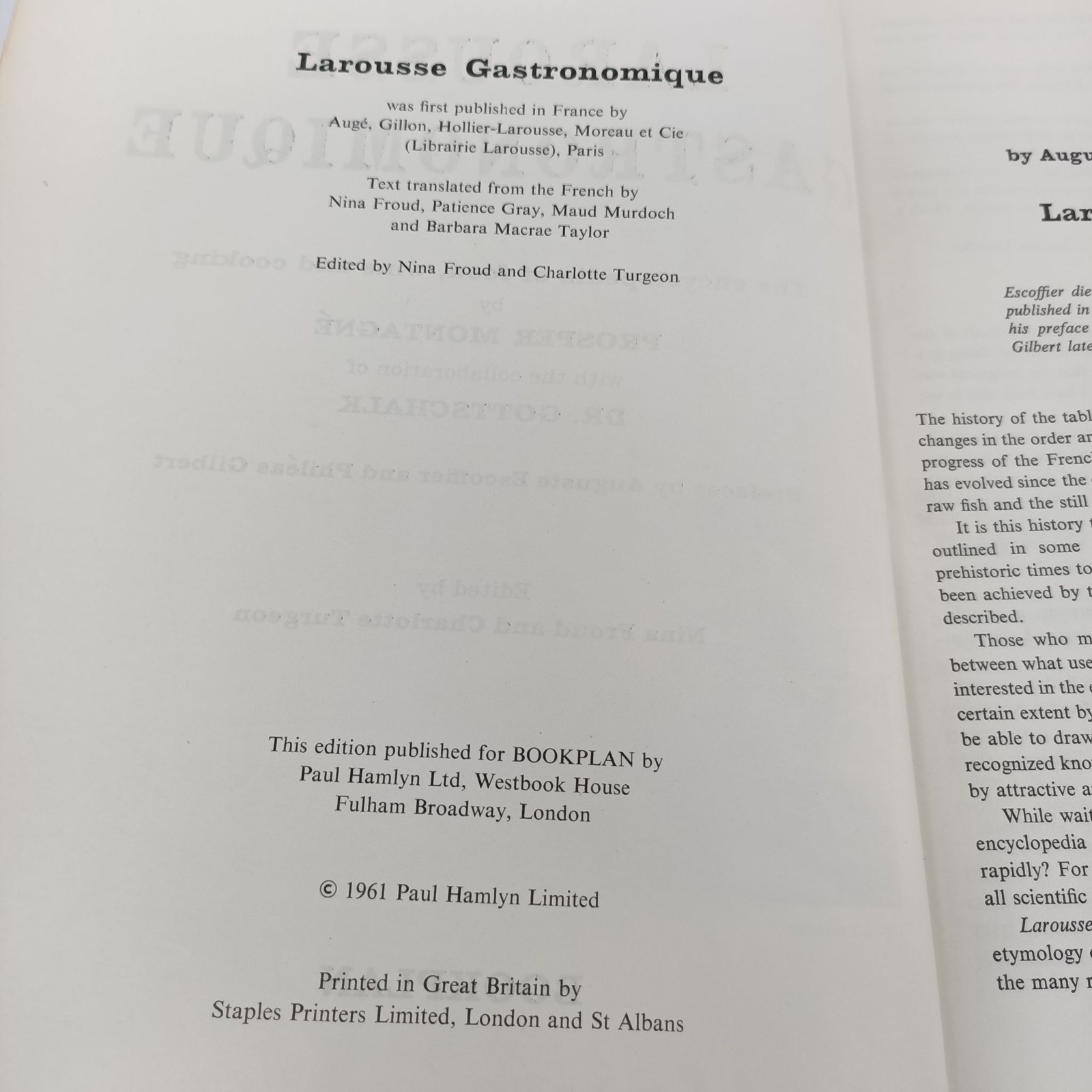 Larousse Gastronomique Prosper Montagné Hardcover Bookplan 1961 Encyclopaedia image 10