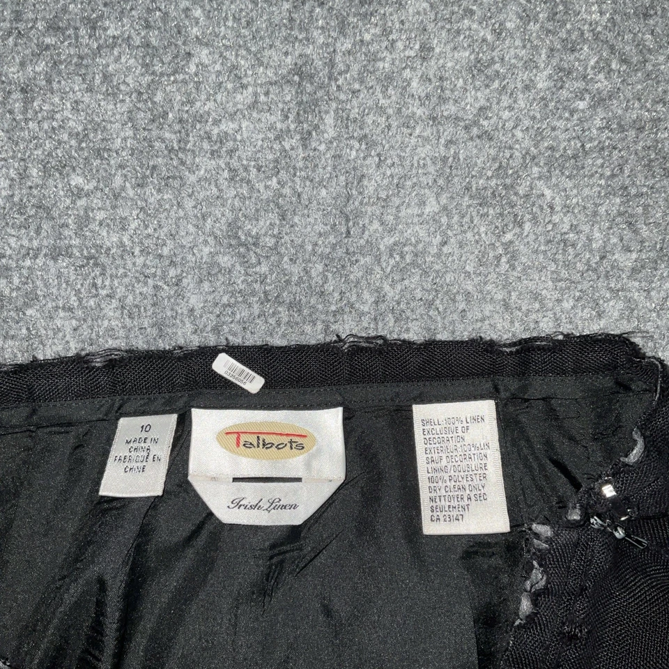 Pantalones Talbots para mujer talla 10 negros irlandeses de lino bordado artístico caprichoso jardín Foto 2 de 4
