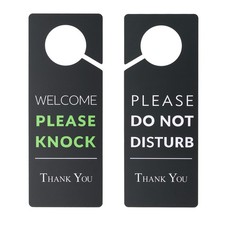 2 Pcs Do Not Disturb Door Hanger Sign, Welcome Please Knock Door Sign, Black