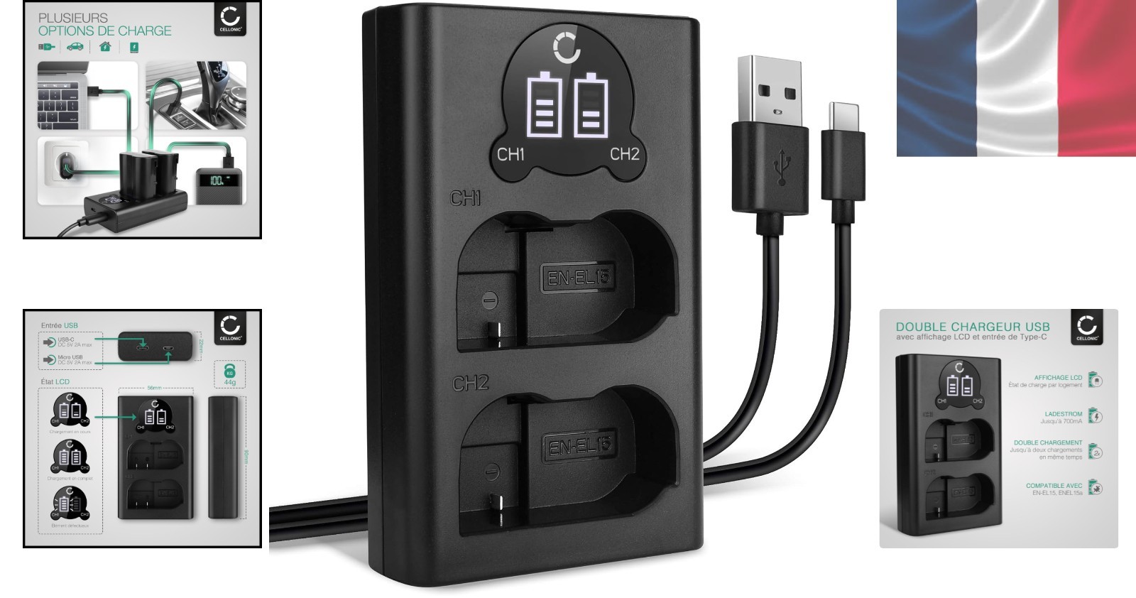 Chargeur de Batterie Nikon Double Emplacement Alimentation USB Type C - 2