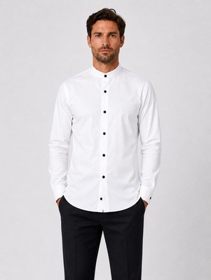   BRUNO BANANI Hemd Herren Stehkragen Weiß Gr. 39-44 Freizeit Business Mode