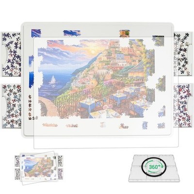 BuilderButler Lightweight 1000 Pieces Rotating Puzzle Board with 4 Sliding Drawe