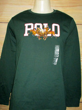 POLO RALPH LAUREN BOYS YOUTH GREEN LONG SLEEVE T-SHIRT SIZE XL 18/20