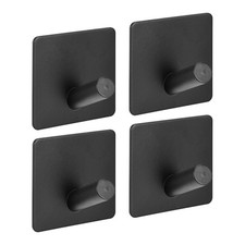 4 Pack Self Adhesive Hooks 304 Stainless Steel Sticky Hooks Black