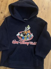 Disney Size 4 Navy Fleece Pullover Hoodie Mickey Friends Embroidered Vintage