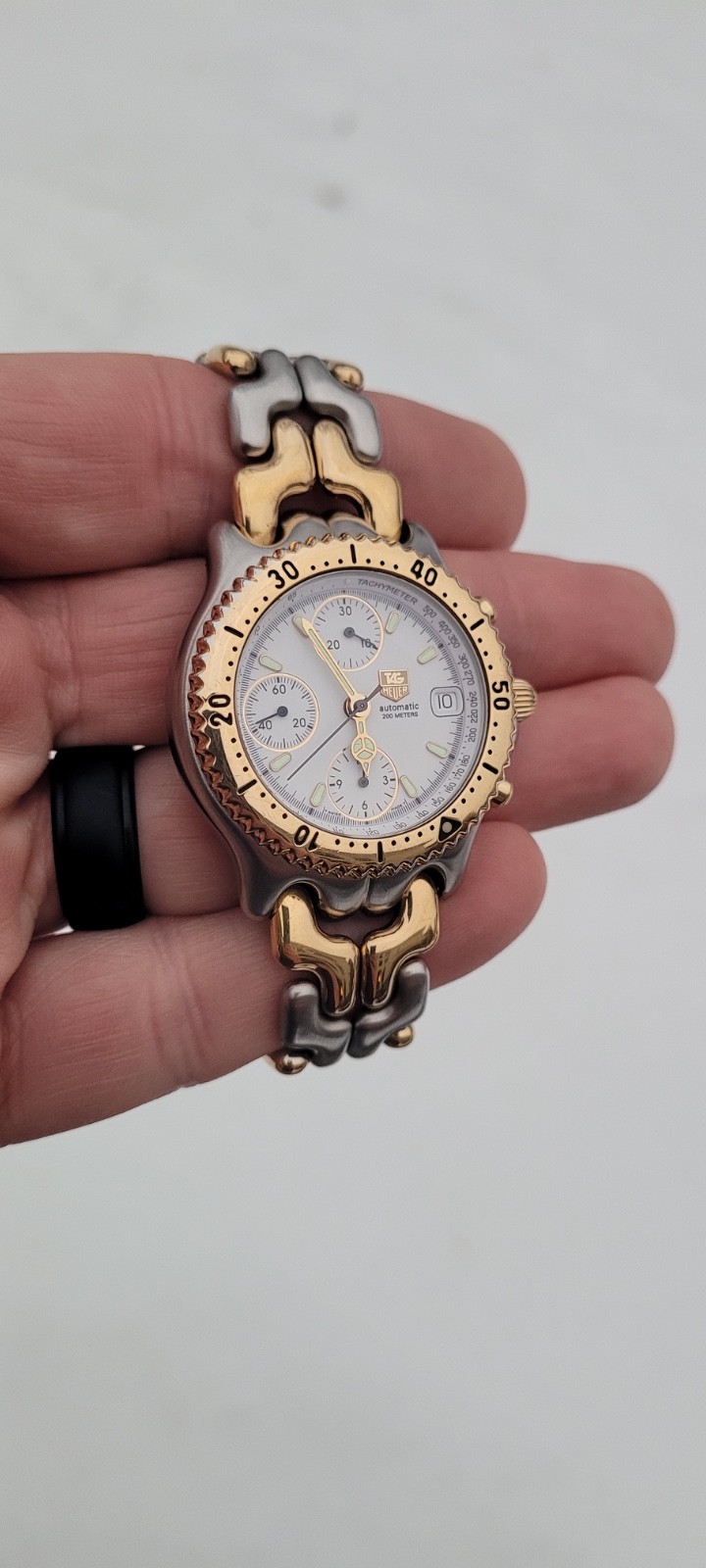 Tag Heuer CG2120.BB0424 Mens SEL Automatic Chronograph Watch Link White Gold image 3