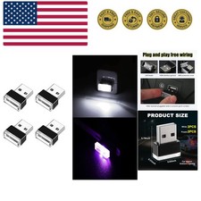 4 PCS USB LED Car Interior Atmosphere Lamp, Portable Mini LED Night Light, Pl...