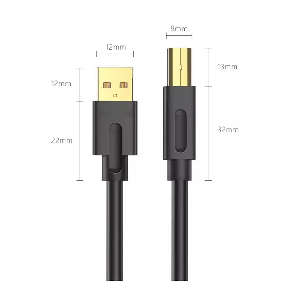 USB 2.0 Cable Printer High Speed Gold Plated Lead USB A Male to B Male 0.5m - 3m - Image 2 of 4
