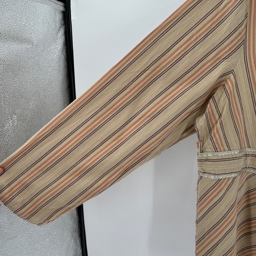 Venezia Tan Striped Cotton Surplice Neck Long Sleeve Casual Top Plus Size 18/20 - Picture 6 of 12
