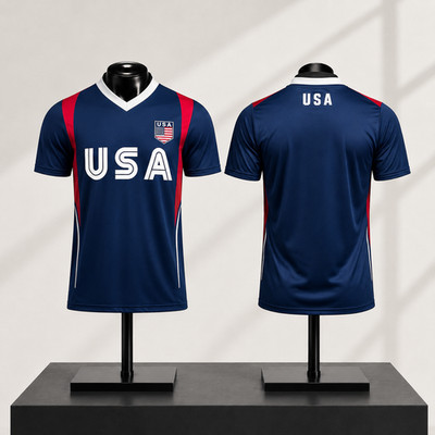 2026 Blue Red White US Soccer Jersey | Men Patriotic American Football Shirt