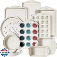 Kikcoin 22 PCS Nonstick Baking Pans Set, Stackable Bakeware Sets with Silicon