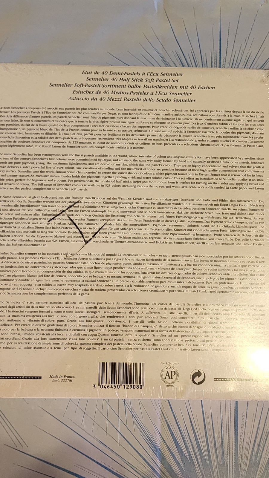 Sennelier 40 Assorted Half Pastels Extra Soft Multicolor New In Package