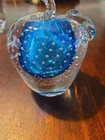 Lot Of 2 Vintage Glass Apple Paperweights Blue Middle / Clear  — photo 2