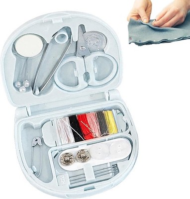Pink Basic Sewing Kit 6 Color Spools Foldable Case Supplies for Travel