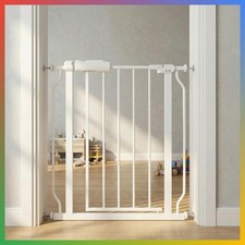 Baby Gate 24-29 Inch White Metal Pressure Mount Stairs Hallway Pet