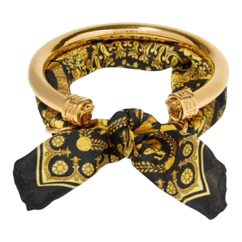 Versace Medusa raro autentico bracciale sciarpa barocco metallo dorato e raso