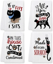NEW Cat Kitchen Towels Set of 4 – Funny Cute Dish Tea Towels, Gift for Mom