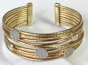 Authentic QVC Vicenza Silver Yellow Gold Plated Sterling Bold Polished Multi-Row Cuff