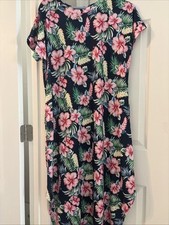 Women s Short Sleeve Pullover Tropical Print Dress