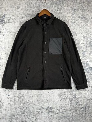 Billabong Jacke Herren Medium Schwarz Fleece Button Down Shacket Chore Freizeit
