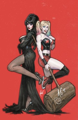 Harley Quinn X Elvira #1 Cedric Poulat Red Variant Cover (A) Dynamite LTD 500
