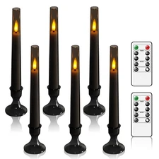 Flameless Taper Candles, Remote and Timer Flickering Flameless Candles,6 Pack
