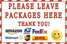 12x8 Inch Aluminum Package Delivery Sign  Please Leave Packages Here