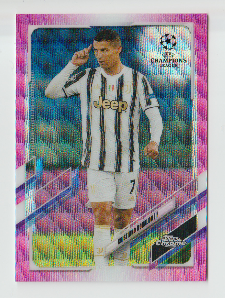 2020-21 Topps Chrome UEFA Cristiano Ronaldo Pink Wave Refractor #100 Juventus view 1