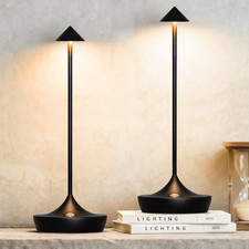Barryca 2-Pack Cordless Rechargeable Led Table Lamps Metal 3 Color Touch