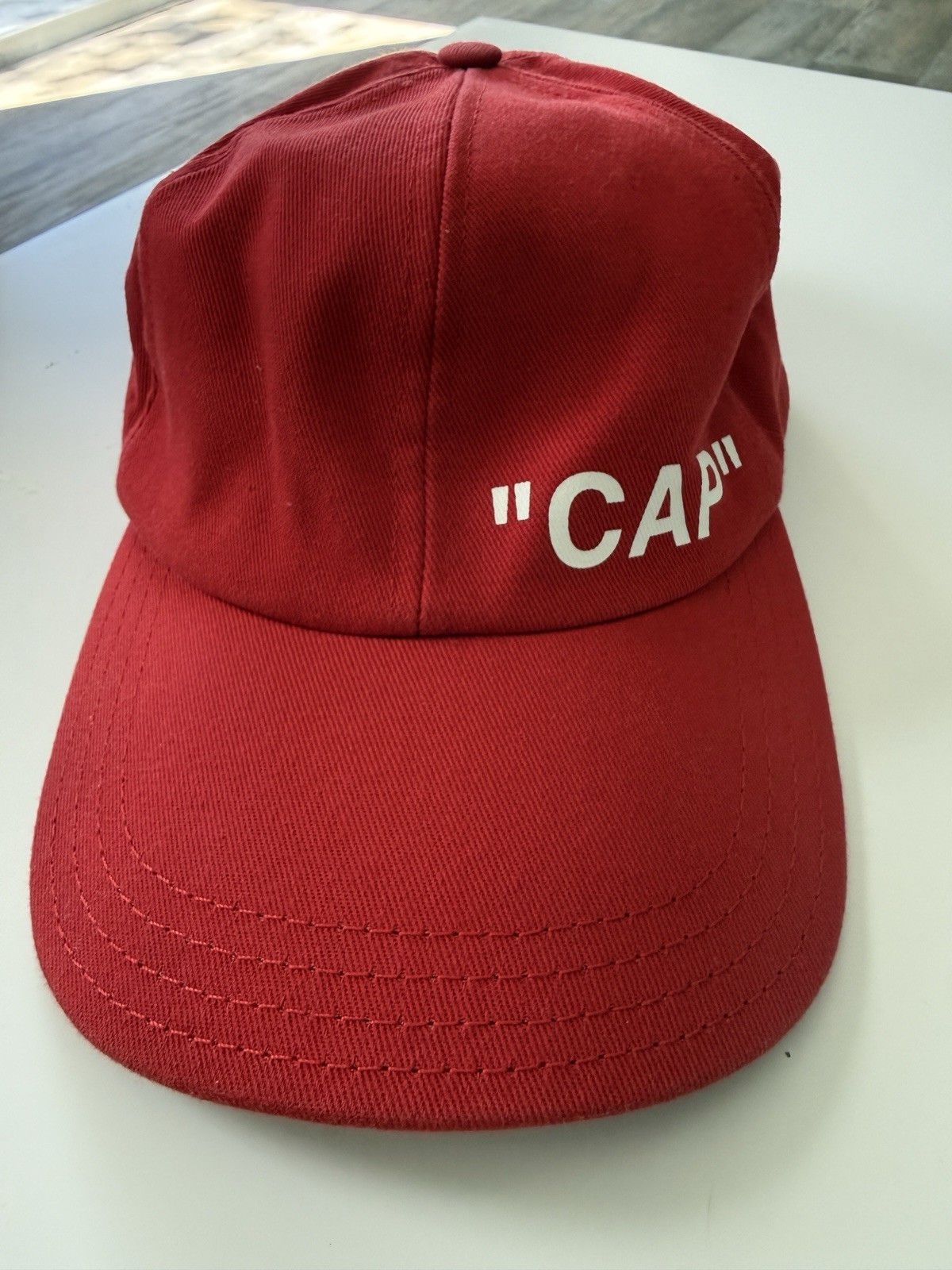 Off-White Red Adjustable Baseball Cap Men Designe… - image 1