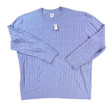 GAP Cable Knit Sweater Mens 2XL Light Blue Crewneck Pullover New
