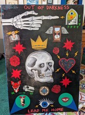 'Out Of Darkness' Original Painting Collage Outsider Art 39