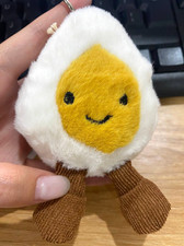 Jellycat Soft Boiled Egg Amuseables Plush Keychain Bag Charm Cute Gift NWT