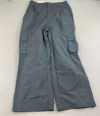 Wilo Pants Womens Large Gray Nylon Parachute Fly Cargo Wide Leg  NWT