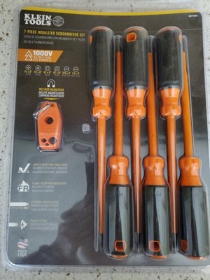 Klein Tools 85077INSR Insulated Screwdriver Set 7-Piece Set Orange/Black 