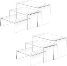 Cerpourt 2 Sets Acrylic Display Risers 3",4",5" Clear Product Stand,Cupcakes Ho