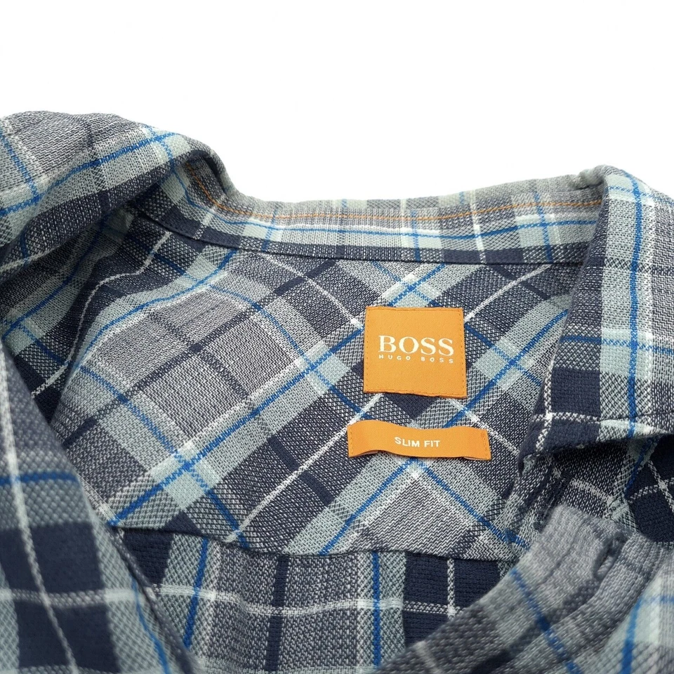 Hugo Boss Slim Fit Orange Label Check Shirt Short Sleeve Mens Aq6 Size M Medium - Image 4 of 4