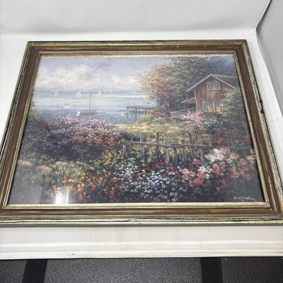 NICKY BOEHME BAYS DOMAIN art print 32x26 gold and black frame