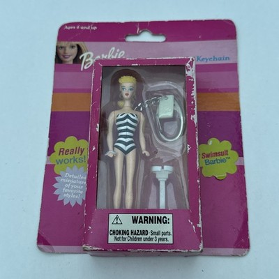 2002 Mattel Basic Fun Retro Swimsuit Barbie Keychain Collectible Miniature 