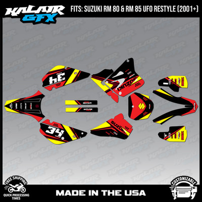 Graphics Kit for Suzuki RM85 (2001-2023) UFO Restyle Icon - Red