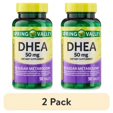 (2 pack) Spring Valley DHEA Dietary Supplement Tablets for Sugar Metabolism