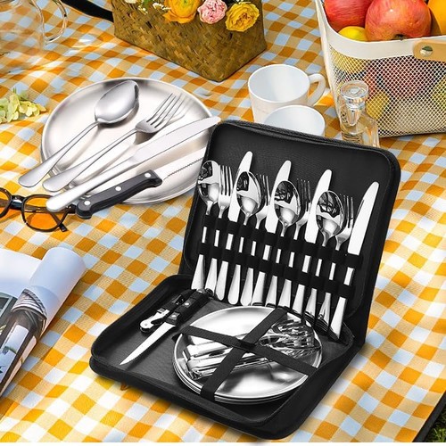 20pcs Camping Kitchen Tableware Mess Cutlery for 4 Person Dinnerware Set Picnic - Picture 5 of 5