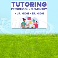 TUTORING 18x24 Yard Sign School Kids Plastic Corrugated WITH STAKE USA YS07840